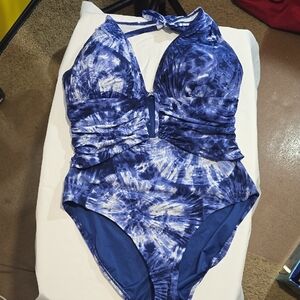Bleu Rod Beattie Navy Tie-Dye One Piece Swimsuit
